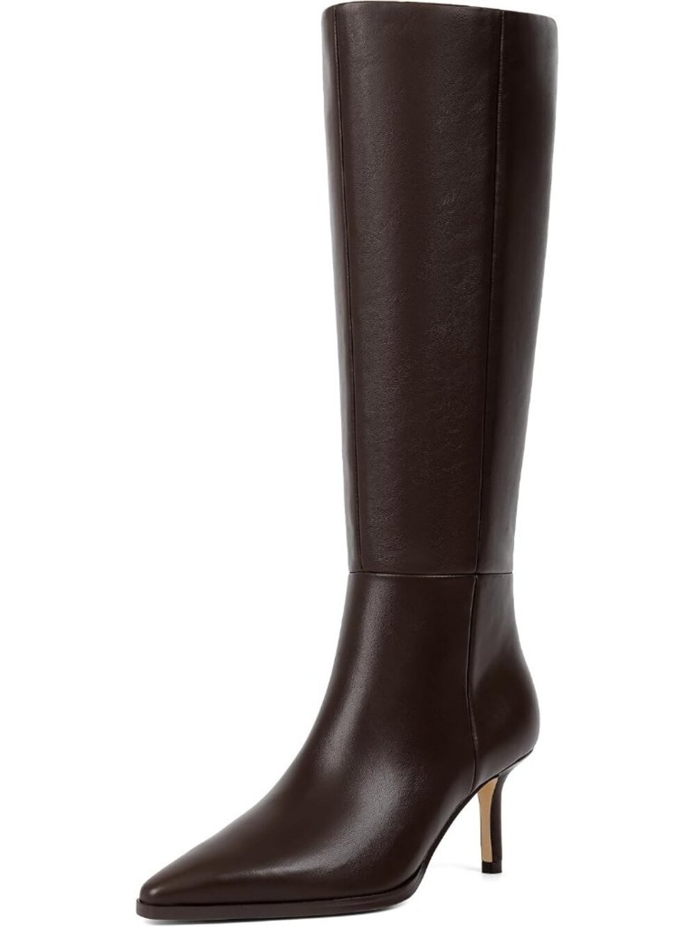 Women's Chocolate Knee High Boots Pointed Toe 2.9" Stiletto Heels Tall Boots
